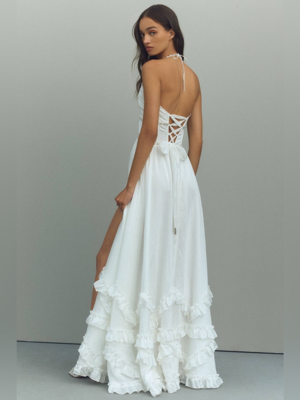 Anthropologie V. Chapman Scarlette Halter Embellished Corset Organza Maxi Dress - Picture 3 of 8